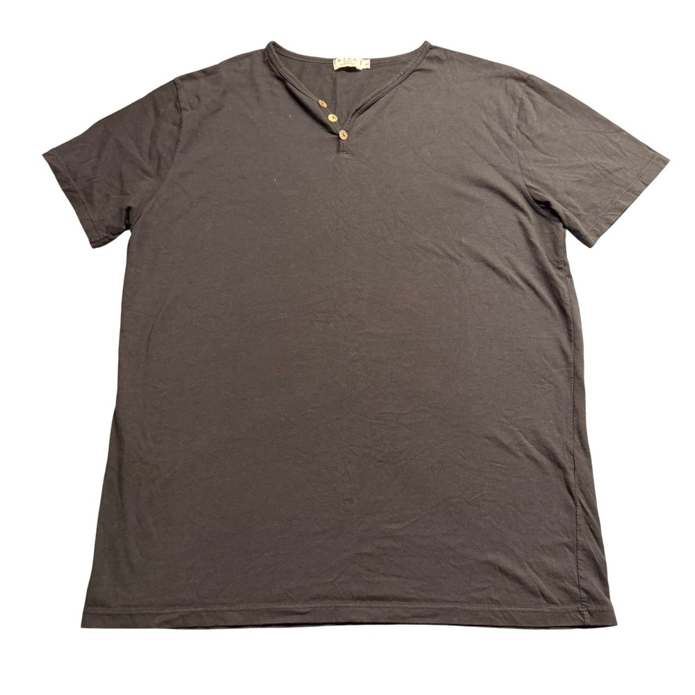 M.I.D.A. Undici Mens Henley Shirt Large Gray Short Sleeve Made in Italy Cotton